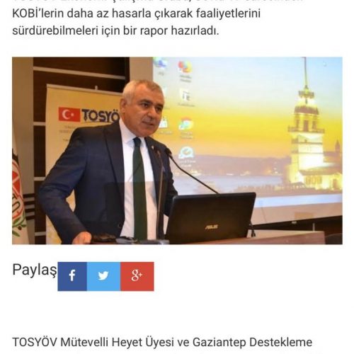 Gaziantep Destekleme Derneği Başkanı, Necati Binici’nin, KOBİ Raporu hakkında ki açıklamaları basında yer almıştır…